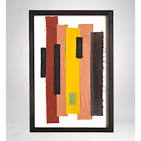 New Modernist Textile Remnant Art Hanging Collage Framed Minimalist Gallery - Picture 3 of 7